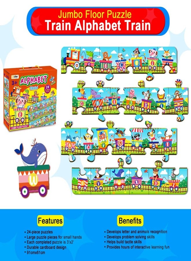 LithoConcepts Learn ABCs with Fun! 24-Piece Alphabet Train Jumbo Floor Puzzle for Toddlers - Interactive Educational Toy for Ages 3+ - Image 4